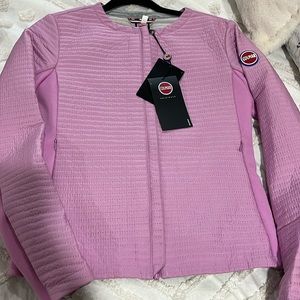 Colmar Womens Tie-dye Effect Down Jacket Hoodie Sz 38 USA 2 NWT Pink Yellow Blue